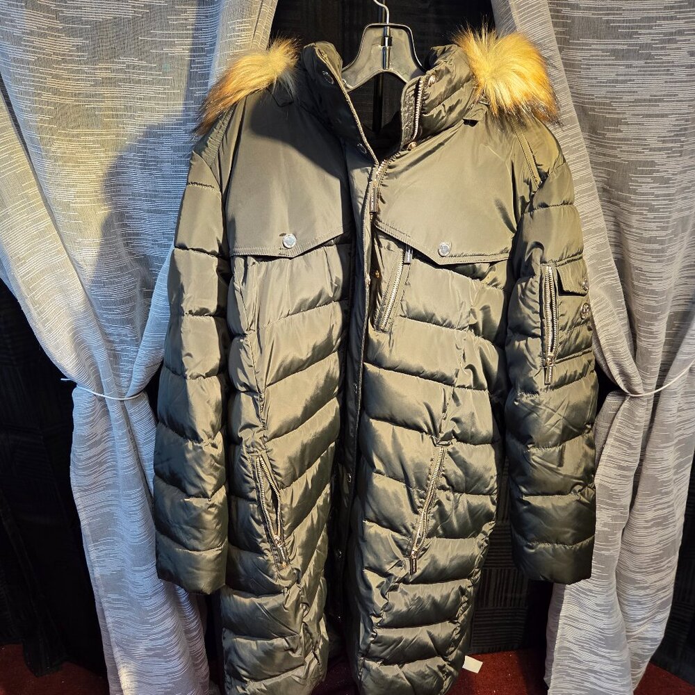Michael Kors Plus Size Faux-Fur-Trim Hooded Puffer Coat 2X